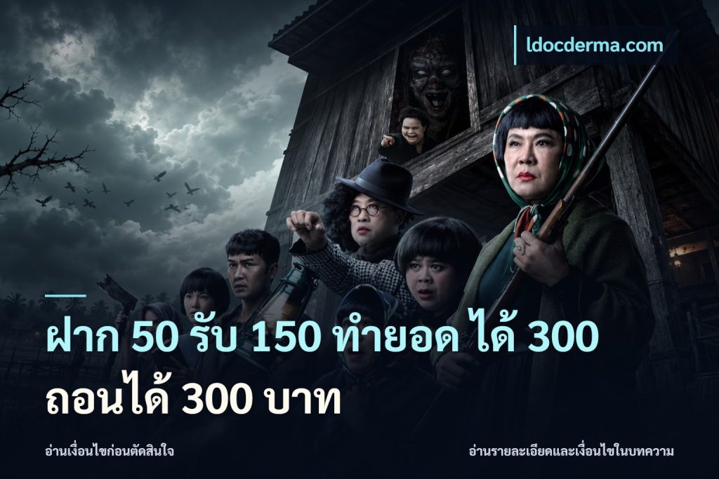 ฝาก 50 รับ 150 ทํายอด ได้ 300 ถอนได้ 300 บาท