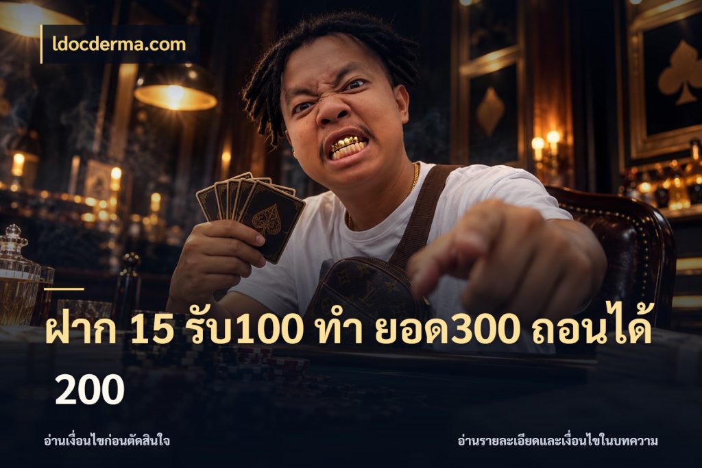 ฝาก 15 รับ100 ทํา ยอด300 ถอนได้ 200 โปรกับเกมที่ชอบเลือกให้ตรงสไตล์ กับ ldocderma.com
