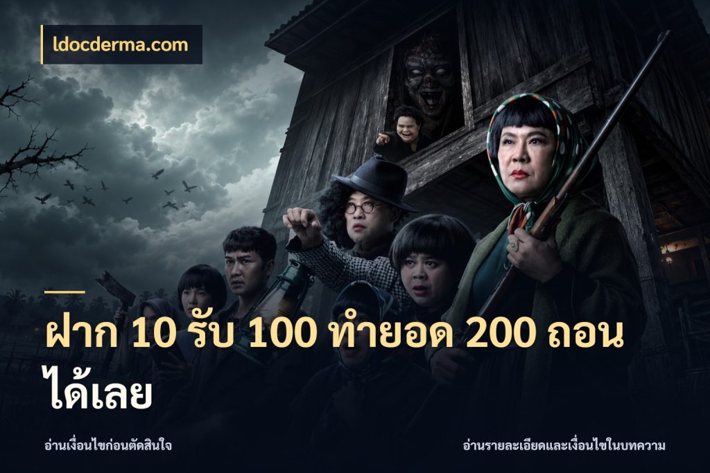 ฝาก 10 รับ 100 ทำยอด 200 ถอนได้เลย ldocderma.com สีสันของโปรฝากและยอดรับ